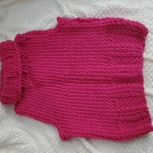 Pink turtleneck hand knit sleeveless sweater